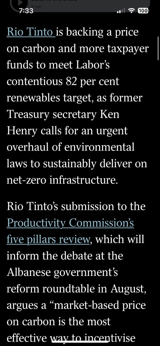 ChaneyforCurtin's tweet photo. A carbon price remains the most economically efficient way to reduce emissions.  Well done Rio Tinto for being brave enough to say what major party politicians won’t! #auspol https://t.co/43npcdc1YG