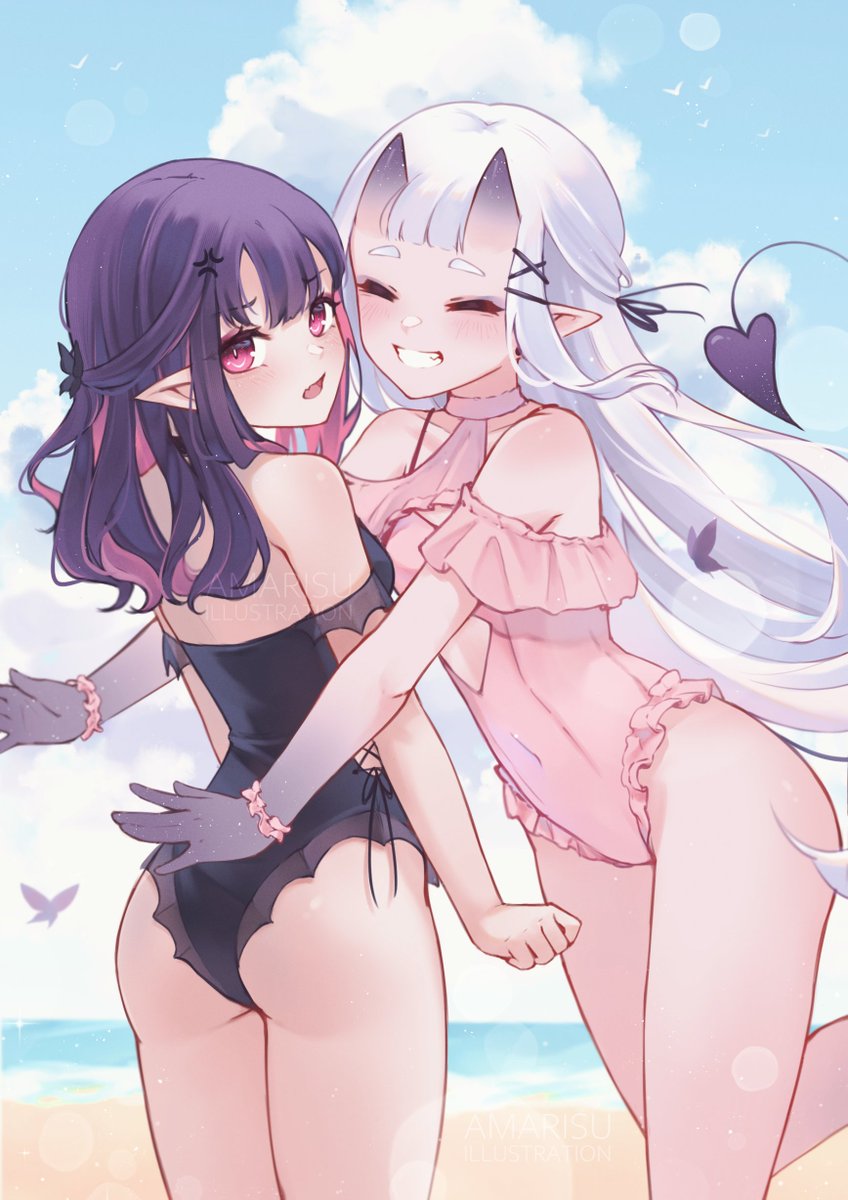 amarisuart's tweet image. 💜Beach episode with my two OCs🤍
Aya &amp; Demoni
Original art