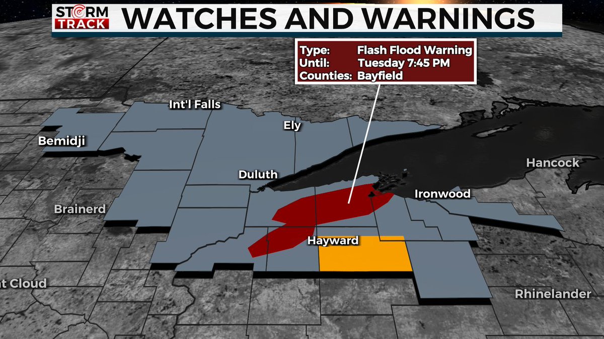 WDIO STORM TRACK ALERT:  Severe Thunderstorm Warning for Sawyer, Ashland Counties.  More details about the alert can be found at wdio.com/weather-alert/