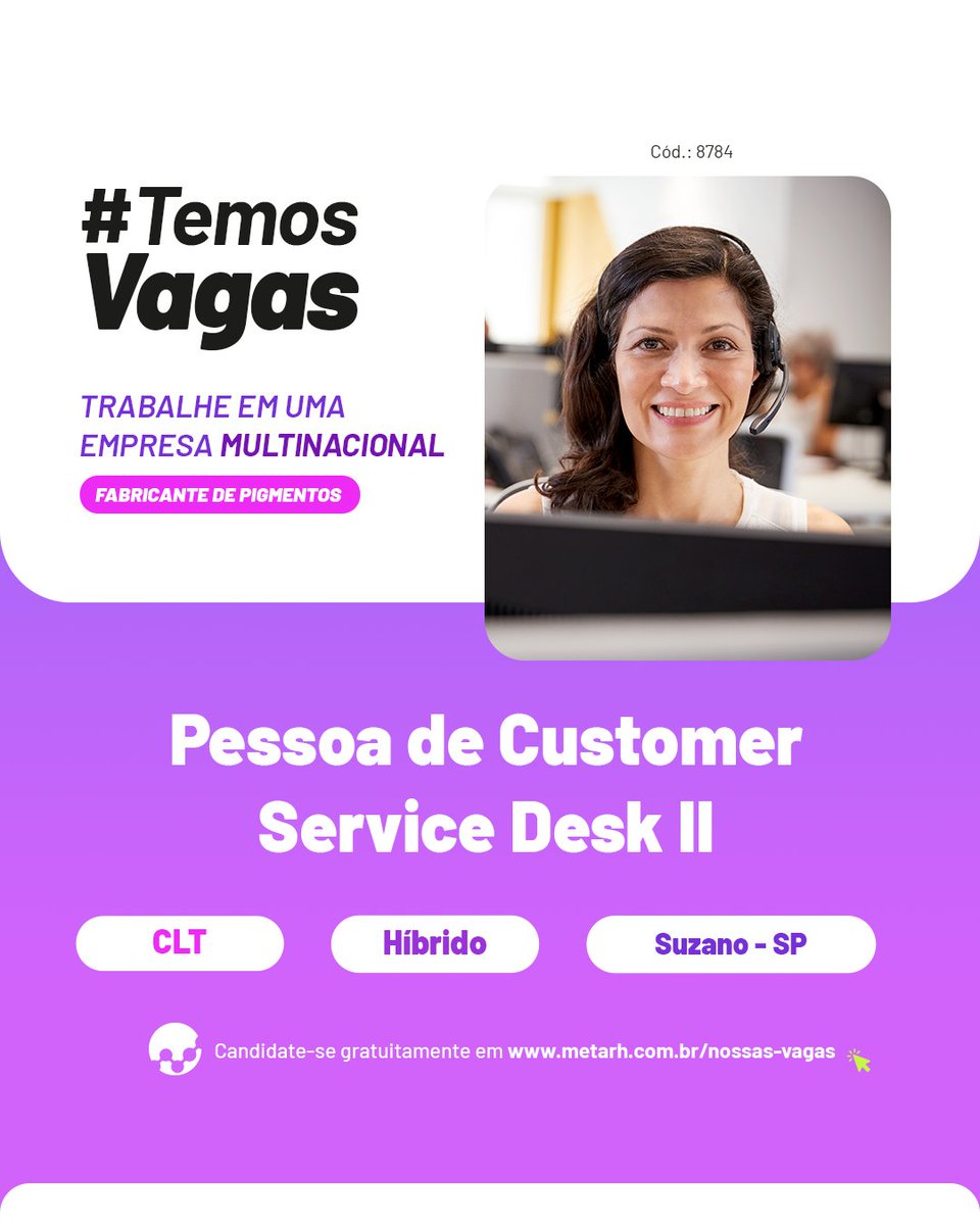 ametarh's tweet image. Oportunidade em Suzano – SP! #TemosVagas

Estamos apoiando uma multinacional química, líder global em soluções de cor e pigmentos especializados, na busca por uma Pessoa de Customer Service Desk II para uma vaga efetiva em modelo híbrido.

Saiba mais em: x.gd/NRTYt