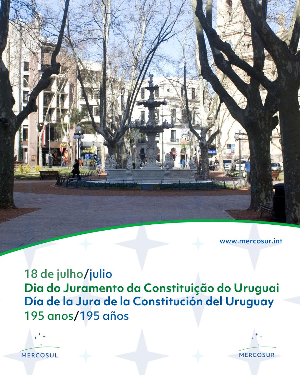 [PT] Do MERCOSUL, celebramos com o povo uruguaio o Aniversário do Juramento da Constituição de 1830, marco fundador que estabeleceu o nascimento do Uruguai como república independente.
📜 A cerimônia histórica aconteceu na lendária ⛲️Praça Matriz de Montevidéu, hoje conhecida