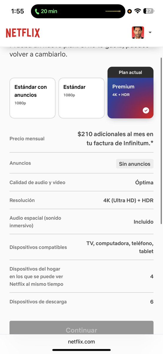 NydLoz03's tweet photo. @Telmex @infinitum @TELMEXSoluciona no puedo con su publicidad engañosa. Su promo de 6 meses gratis de Netflix para 2 pantallas es falso. Cuando contraté me dio la opción de conservar mi mismo plan que es de 4 pantallas y ya solo pagar la diferencia pero ahora que me llega recibo https://t.co/7iqxben8Tn