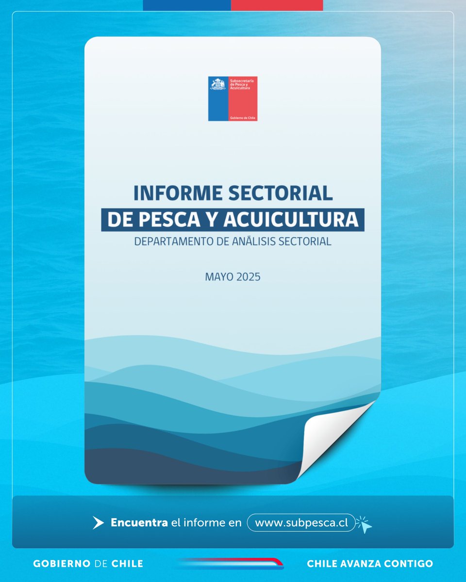 ✅Ya está disponible el nuevo Informe Sectorial que la Subsecretaría de Pesca y Acuicultura publica mensualmente para conocer el desempeño del sector pesquero y acuícola nacional.

🔗Más información bit.ly/4kHOvK6