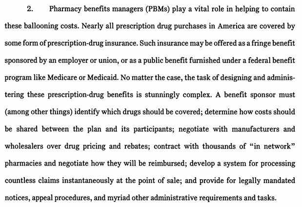 Imagine being a lawyer for <a href="/pcmanet/">PCMA</a> and @navituspbm
and trying to explain how hard it is to administer pharmacy benefits.  The rest of the civilized world does it easily and cheaply.  Their lawsuit against the Arkansas law is hilarious.  Could you guys have been more dramatic?