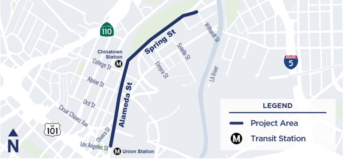 streetsforall's tweet image. .@LADOTofficial is working to improve safety and mobility along Spring and Alameda St. The Mobility Plan 2035 calls for an unprotected bike lane and pedestrian improvements – but we can do better! Ask for protected bike lanes by taking their survey: mailchi.mp/streetsforall/…