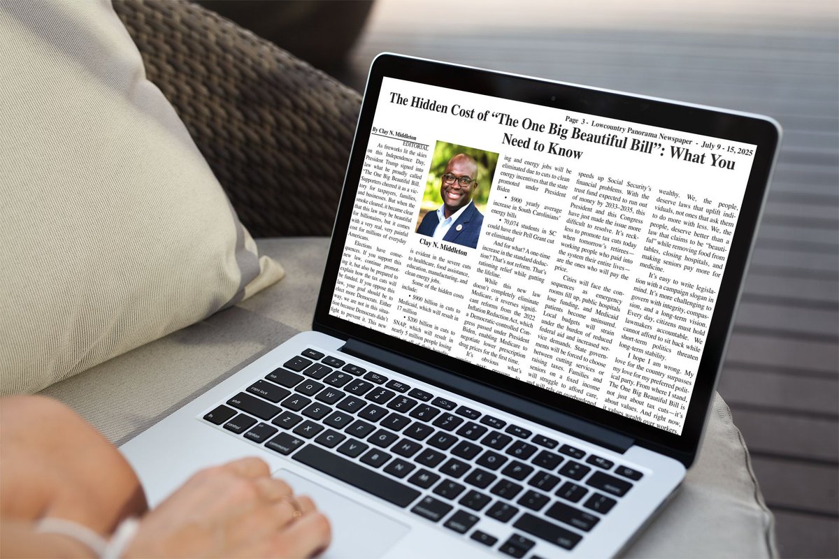 claynmiddleton's tweet image. Check out my latest Op-Ed in The Lowcountry Panorama — "The Hidden Cost of 'The One Big Beautiful Bill': What You Need To Know."
Let’s break down the fine print and what it means for our communities.
lowcountrypanorama.com/eedition/page-…