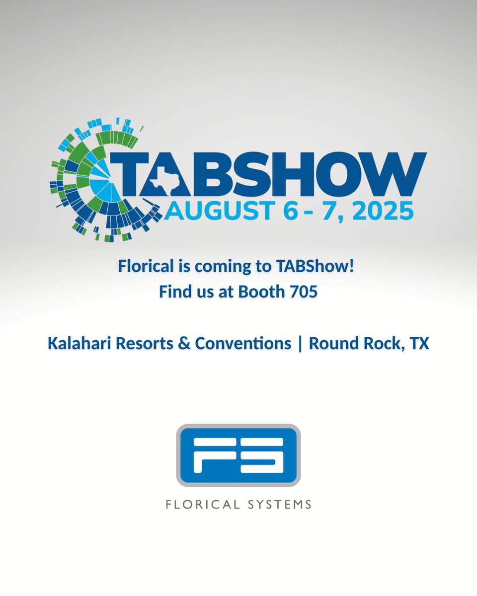 FloricalSystems's tweet photo. We're heading to TABShow! Florical will be at Booth 705. Come hang out with our team, or email sales@florical.com to schedule a dedicated meeting. We can't wait to see you there!   

#TABShow #FloricalSystems https://t.co/aBfcTt91C4
