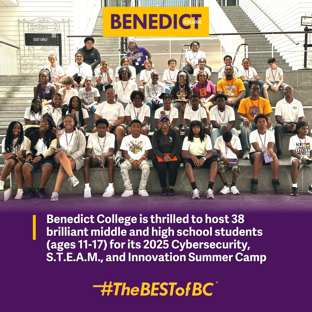 BenedictEDU's tweet image. Benedict College is thrilled to host 38 brilliant middle and high school students (ages 11–17) for our Cybersecurity, S.T.E.A.M., and Innovation Summer Camp!
From hands-on hacking simulations to robot-building challenges, these students are diving into the world of ethical…