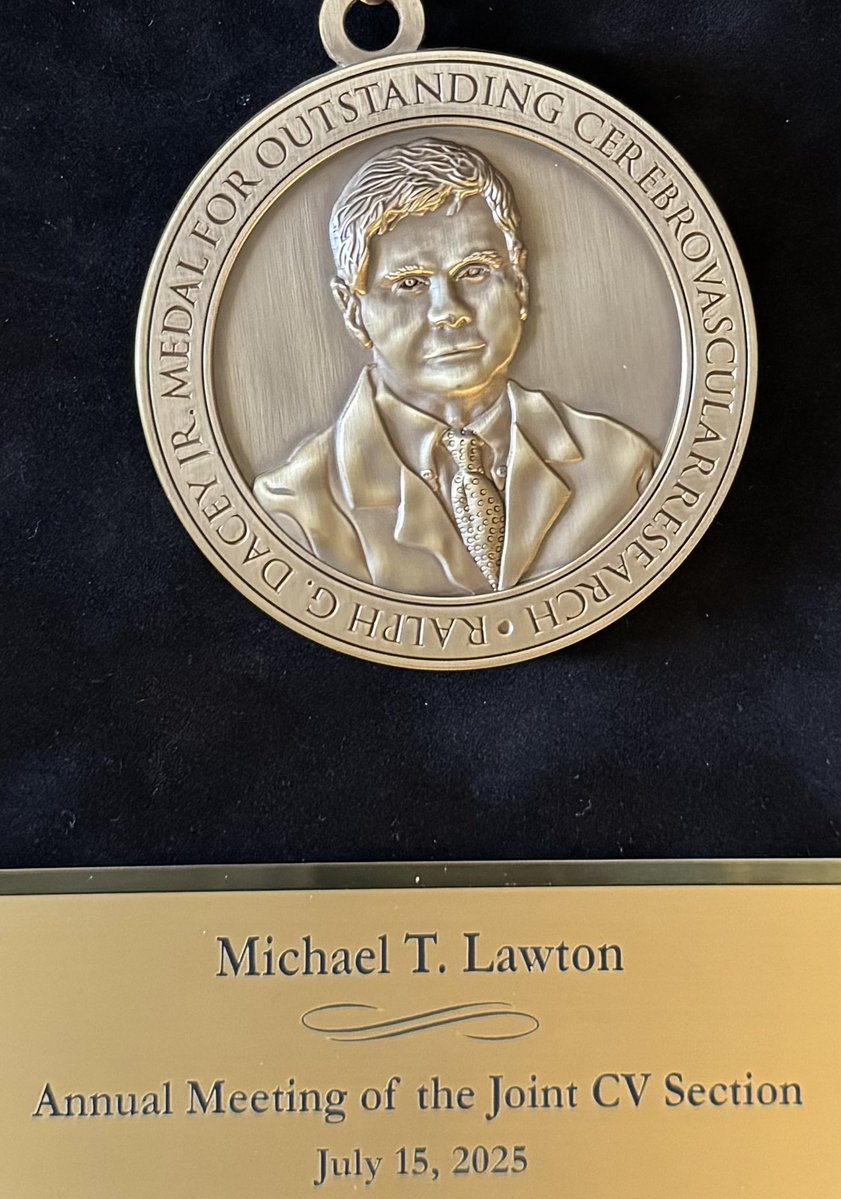 mtlawton's tweet image. The Dacey Medal is recognition for research contributions to vascular neurosurgery, & I am honored to be included among the luminaries & superstars who have received it. But what makes this extra special is that the medal’s namesake, Ralph Dacey, took it upon himself to nominate…