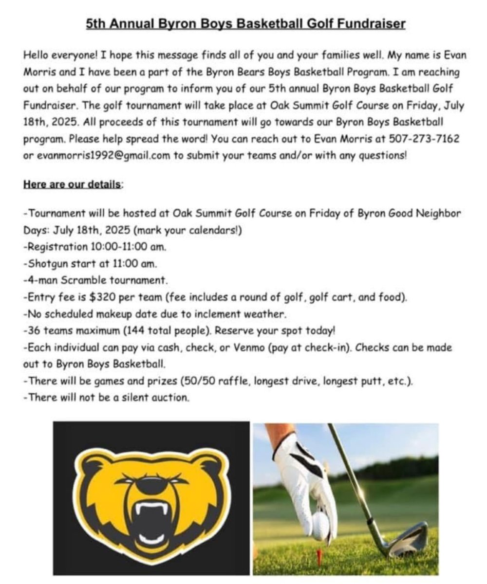 Weather looks perfect for Friday !  Registration will be quicker as we are asking one person pay for the team and others pay each other.