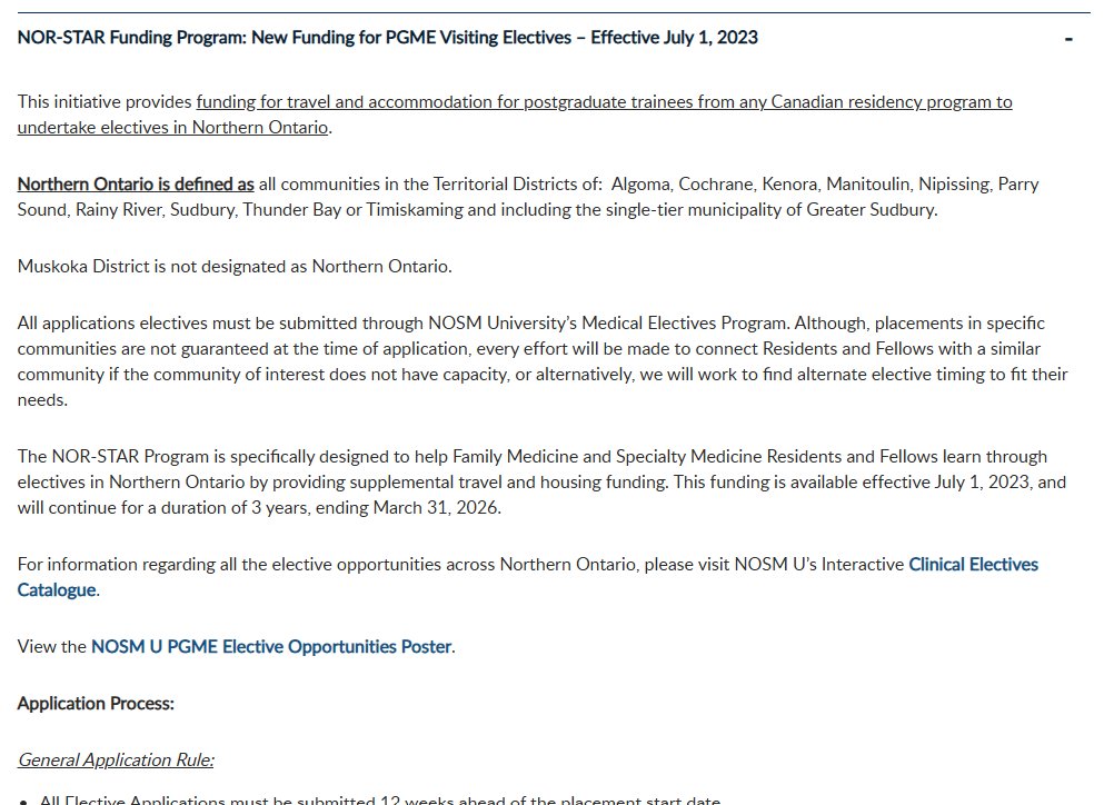 NOSMMDworkforce's tweet image. New to residency? Are you in a Canadian residency program? The Nor-Star program covers your travel and accommodation costs to complete electives in Northern Ontario.
Check out the opportunities on the NOSM U Medical Electives website here: nosm.ca/education/medi…