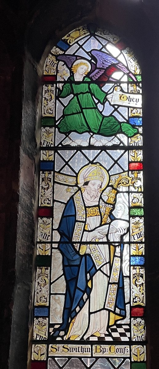 MeredithCatrin's tweet image. Here's @ChesterCath 's St Swithin for 15th July (looks like the green-robed angel sent a rain cloud....)