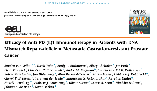 Yüksel Ürün (@dryukselurun) on Twitter photo Anti-PD-(L)1 immunotherapy is effective in dMMR mCRPC.
Best results when dMMR is confirmed by ≥2 tests.
Equity in access matters.
#prostatecancer #immunotherapy #cancer #oncology
<a href="/EurUrolOncol/">European Urology Oncology</a> <a href="/Uroweb/">European Association of Urology (EAU)</a> <a href="/OncoAlert/">OncoAlert</a> <a href="/PCFnews/">Prostate Cancer Foundation</a> <a href="/APCCC_Lugano/">Advanced Prostate Cancer Consensus Conference</a> <a href="/EAntonarakis/">Emmanuel Antonarakis</a> <a href="/AOmlin/">aurelius omlin</a> <a href="/AarmstrongDuke/">Andrew Armstrong</a> Anti-PD-(L)1 immunotherapy is effective in dMMR mCRPC.
Best results when dMMR is confirmed by ≥2 tests.
Equity in access matters.
#prostatecancer #immunotherapy #cancer #oncology
<a href="/EurUrolOncol/">European Urology Oncology</a> <a href="/Uroweb/">European Association of Urology (EAU)</a> <a href="/OncoAlert/">OncoAlert</a> <a href="/PCFnews/">Prostate Cancer Foundation</a> <a href="/APCCC_Lugano/">Advanced Prostate Cancer Consensus Conference</a> <a href="/EAntonarakis/">Emmanuel Antonarakis</a> <a href="/AOmlin/">aurelius omlin</a> <a href="/AarmstrongDuke/">Andrew Armstrong</a>