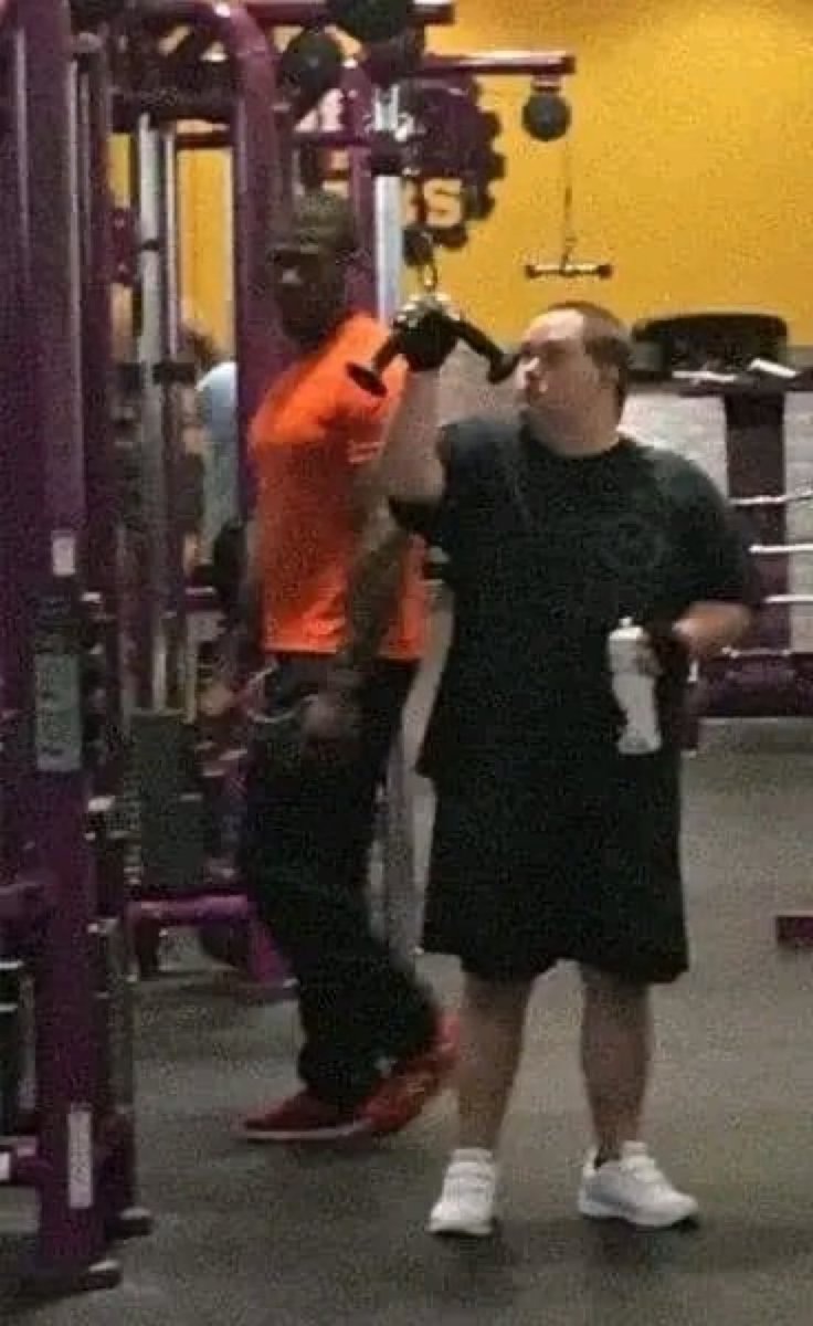“If anyone recognizes this man in the orange shirt, you walk up to him and shake his hand. He doesn't seem like the the bragging type so I'll brag for him, while working out at Planet Fitness in Pascagoula a special needs man constantly approached him about 10 different times in