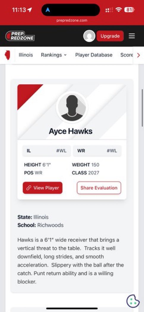 AyceHawks11's tweet image. Thanks for the write up @PrepRedzoneIL
@CoachDavis247 @CoachHawks6 @CoachShaqV @CoachHawk__ @CoachReid_ @coach_trent @CoachTurnerISU @mwfbrecruiting @nexgenscouting @EDGYTIM @ScoutingA1_IL @GregSmithRivals @WRHitList