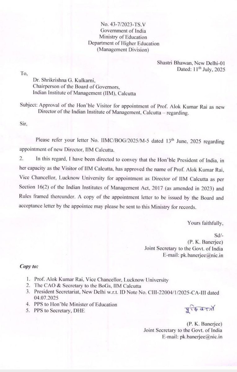 Rahul kasaudhan (@rahul45038857) on Twitter photo Heartiest Congratulations to our esteemed VC <a href="/profalokkumar/">Professor Alok Kumar Rai</a> Sir on being appointed as Director of IIM Kolkata! 🇮🇳👏 Presidential approval for this honour makes LU proud. Wishing you great success in this new role! 🌟 #LucknowUniversity #IIMCalcutta
<a href="/lkouniv/">University of Lucknow</a> Heartiest Congratulations to our esteemed VC <a href="/profalokkumar/">Professor Alok Kumar Rai</a> Sir on being appointed as Director of IIM Kolkata! 🇮🇳👏 Presidential approval for this honour makes LU proud. Wishing you great success in this new role! 🌟 #LucknowUniversity #IIMCalcutta
<a href="/lkouniv/">University of Lucknow</a>
