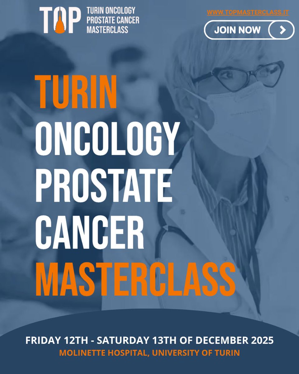 MolinetteUrology (@uromolinette) on Twitter photo Ready to elevate your prostate cancer expertise? 🩺 Join the Turin Oncology Prostate cancer (TOP) Masterclass!
🔥 Learn from world experts on the latest diagnosis, treatment, and research. 👉 Join live surgeries, debates, and networking opportunities.
 🔗topmasterclass.it Ready to elevate your prostate cancer expertise? 🩺 Join the Turin Oncology Prostate cancer (TOP) Masterclass!
🔥 Learn from world experts on the latest diagnosis, treatment, and research. 👉 Join live surgeries, debates, and networking opportunities.
 🔗topmasterclass.it