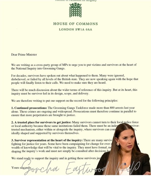 SorchaEastwood's tweet image. I have signed a cross-party letter to the Prime Minister calling for the government to urgently take actions on the proposed national inquiry into grooming gangs.
It is absolutely vital that this work is taken forward urgently and with victims & survivors at the heart of it.…