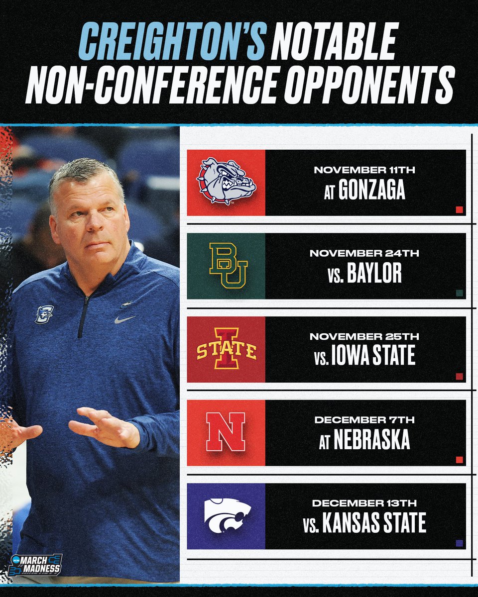 MarchMadnessMBB's tweet image. .@BluejayMBB’s non-conference schedule is fresh off the press ♨️
Big time games on the way 🔜