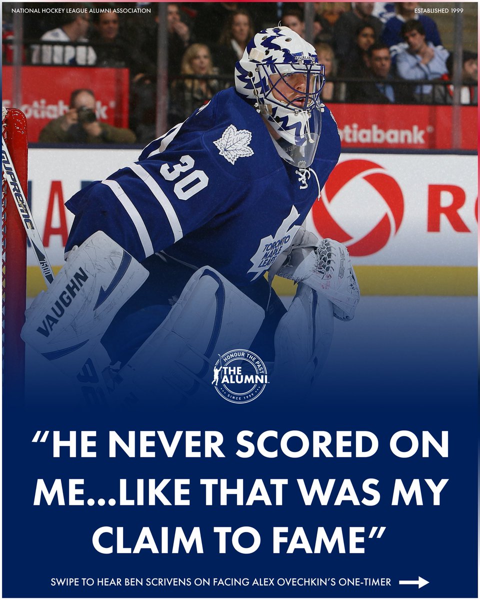 NHLAlumni's tweet image. That’s why we check the game notes, folks!
Ben Scrivens with a great story about facing the Great 8 @ovi8!