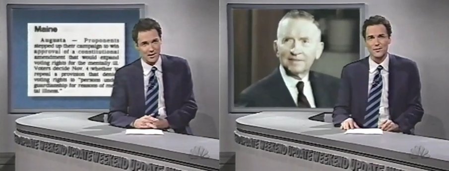 NormSNLJokes's tweet image. In Maine, political activists are trying to push through a Constitutional amendment that would expand voting rights for the mentally ill.
But according to insiders, it's really just a ploy by supporters of Ross Perot.