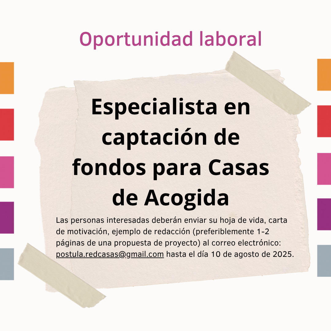 Únete a nuestro equipo ¡Buscamos una persona comprometida con los derechos de las mujeres! 💜

Buscamos un(a) candidato(a) para ocupar el cargo de Especialista en captación de fondos para Casas de Acogida. 🏘️

Revisa los términos de referencia  bit.ly/44T73kE