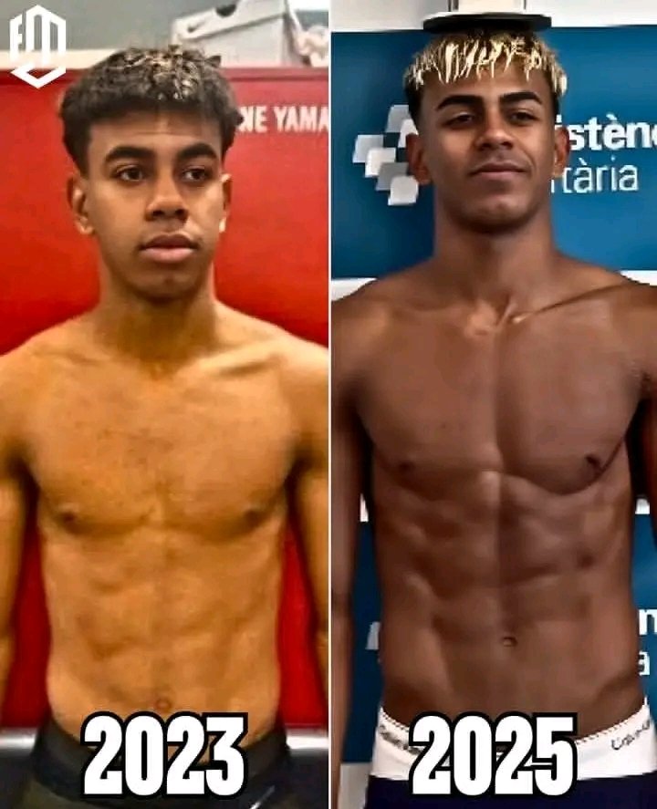 Hard work &gt; Talent when talent doesn't work hard.

From 2023 to 2025, Lamine Yamal's transformation says it all.🔥

It's not just about talent-it's about the hours you put in when no one's watching.

Gym. Training. Discipline.

The mindset is different.