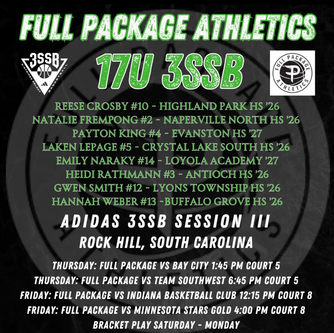 Reese Crosby (@reesecrosby_10) on Twitter photo Here is my schedule for my last tournament of my AAU career in South Carolina! Wouldn’t close it out with any other team or program!! Can’t wait. <a href="/FullPackageGrls/">Full Package Athletics 3SSB Girls</a> <a href="/HPGirlsBball/">HPHS Girls Bball</a> Here is my schedule for my last tournament of my AAU career in South Carolina! Wouldn’t close it out with any other team or program!! Can’t wait. <a href="/FullPackageGrls/">Full Package Athletics 3SSB Girls</a> <a href="/HPGirlsBball/">HPHS Girls Bball</a>