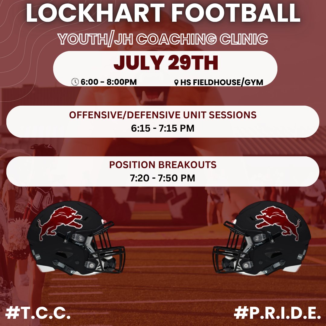 All of our Lockhart  area youth league football coaches are invited to come out!