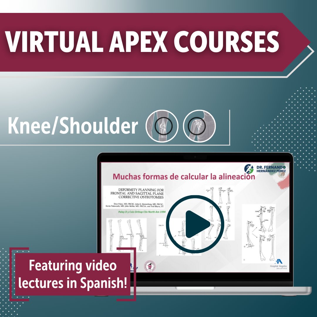 AANAORG's tweet image. Optimize your surgical outcomes with APEX Knee & Shoulder: Optimizing Surgical Outcomes virtual course. Curated from the hands-on #arthroscopy course, gain expert insights into advanced techniques, including lectures in English and Spanish. Elevate your #orthopaedic skills and…