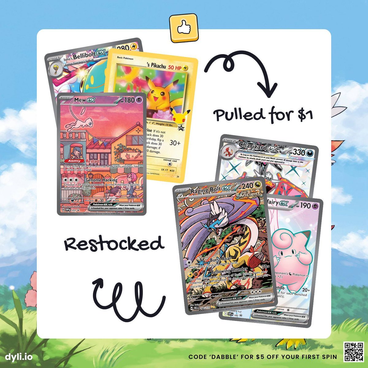 Have you flipped today? 

We just restocked the chase pile. 

Flip for $1 or use your free daily flip (125💎) 

dyli.io/flip/pokemon