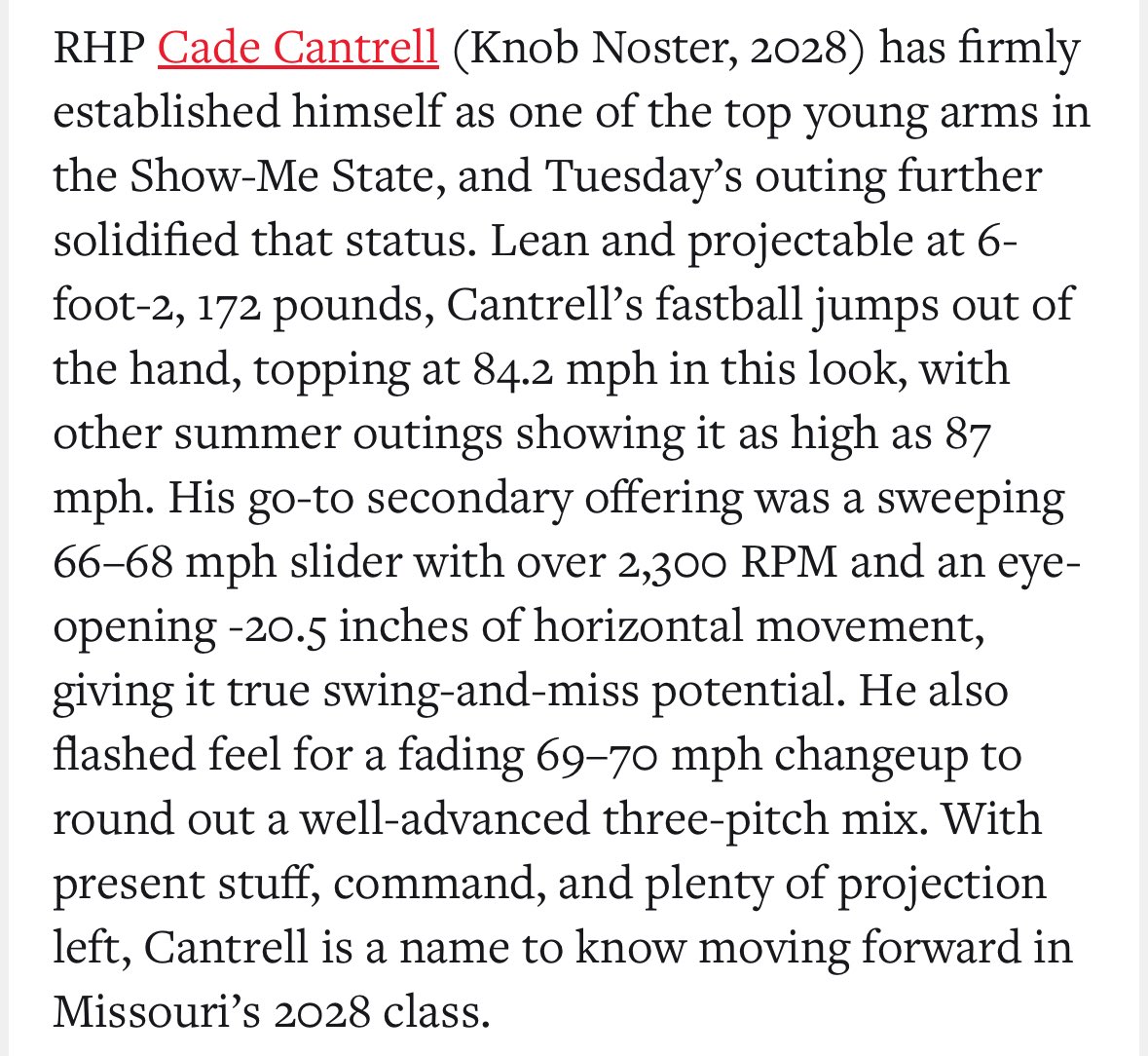 CantrellCa90868's tweet image. Thank you for the write up! @PrepBaseballMO @PBR_Moulder