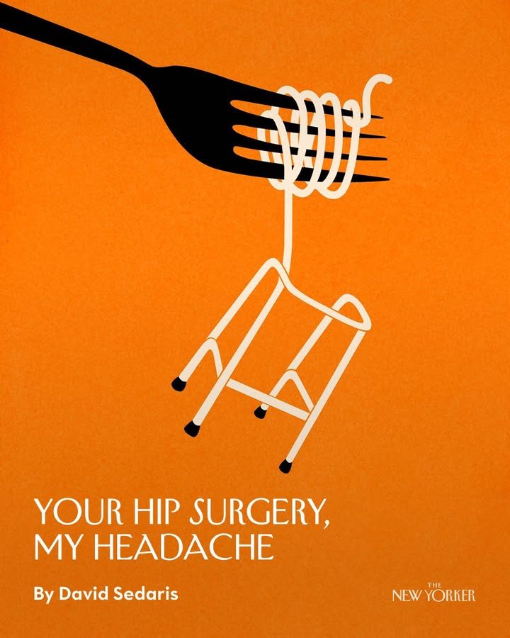 newyorkerhumor's tweet image. David Sedaris writes about what happened when his longtime partner, Hugh, had a hip operation, and the bumpy road to recovery afterward—for both of them. Read his new essay: newyorkercartoons.visitlink.me/FLVcmk