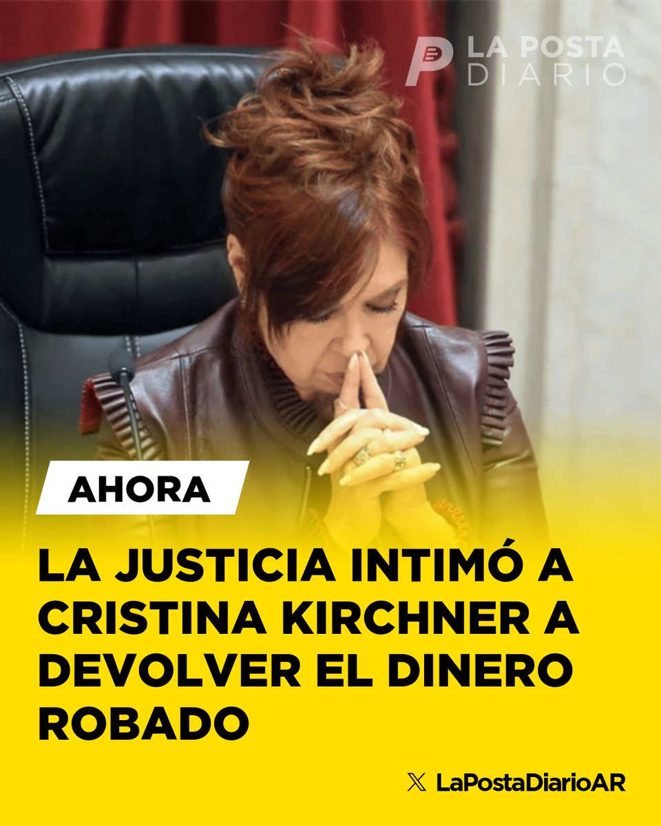 🟡 | #AHORA CAUSA VIALIDAD. La Justicia intimó, hace instantes, a Cristina y al resto de los condenados a pagar $684 mil millones. Es el monto del decomiso de los bienes que actualizaron los peritos oficiales. Tienen 10 días hábiles para hacerlo, sino se rematarán.