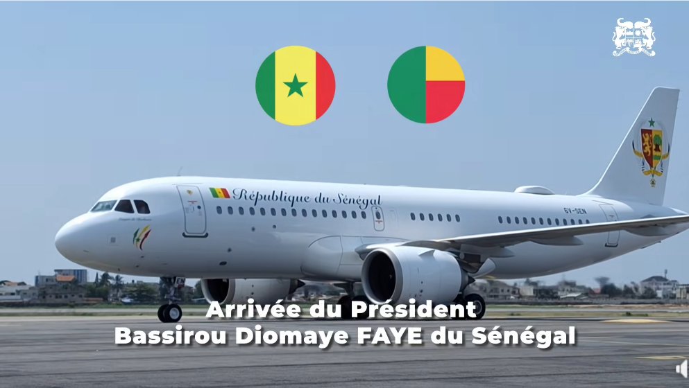 fabsenbln's tweet image. #Benin🇧🇯 - #Senegal's🇸🇳 President Faye arrived this afternoon local time on board of the Gov. Airbus A320-251N (ACJ) (reg. 6V-SEN | #0703FA) in Cotonou for a working visit. At the airport he was welcomed by FM Bakari. Later, President Faye met President Talon for talks.