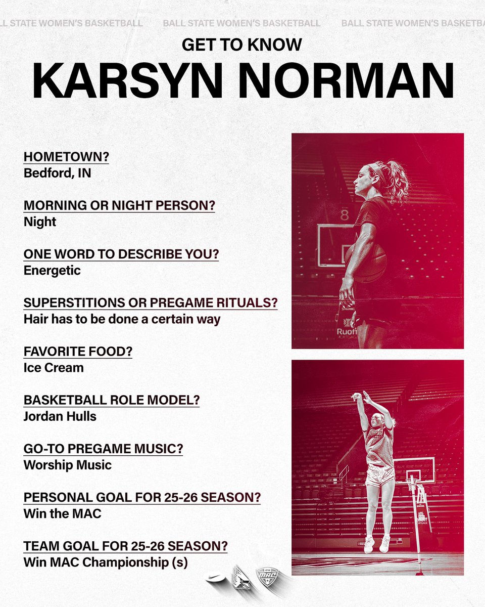 BallStateWBB's tweet image. 🌃💇♀️🍦✝️🏆
learn a little more about #3 📲
Chirp.Chirp. | @KarsynNorman