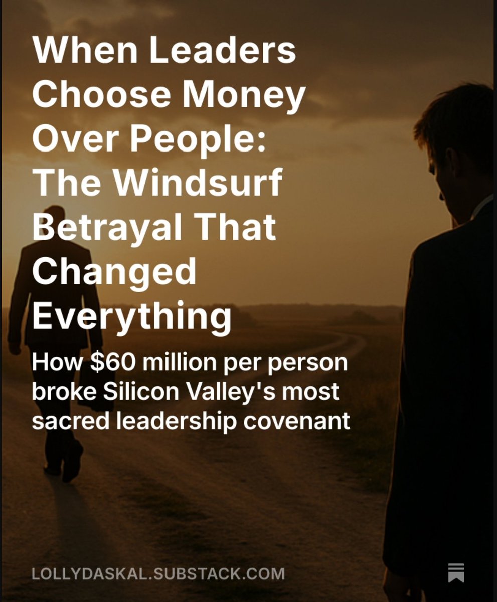 LollyDaskal's tweet image. When Leaders Choose Money Over People: The Windsurf Betrayal That Changed Everything open.substack.com/pub/lollydaska…
