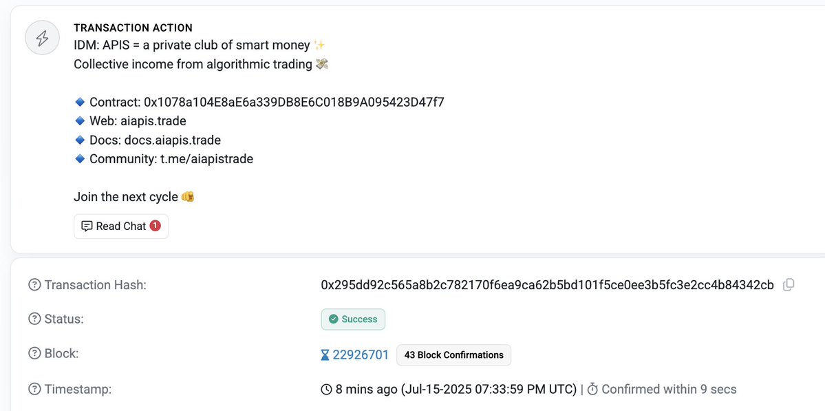 aiapistrade's tweet image. The delivery of personalized messages to top holders of eight projects - selected by me and previously recommended by you - has been successfully completed 📨

etherscan.io/address/0x3237… - the address used for sending.

This is a targeted connection with the core audience through…