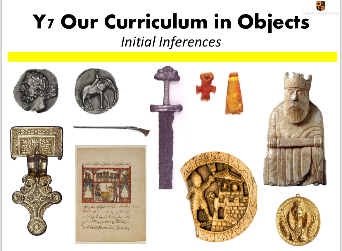mrfitzhist's tweet image. Revisited our ‘Curriculum in Objects’ initiative. Initial idea of student led inferences remains in place but we’ve switched to connected closed questions to build confidence and frame the concepts and understanding we want to take forward into the topic. #historyteacher