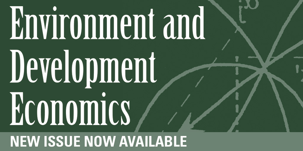 CambUP_Econ's tweet image. New Issue of Environment and Development Economics now available
📚 cup.org/44tl1KX
#enviroecon
