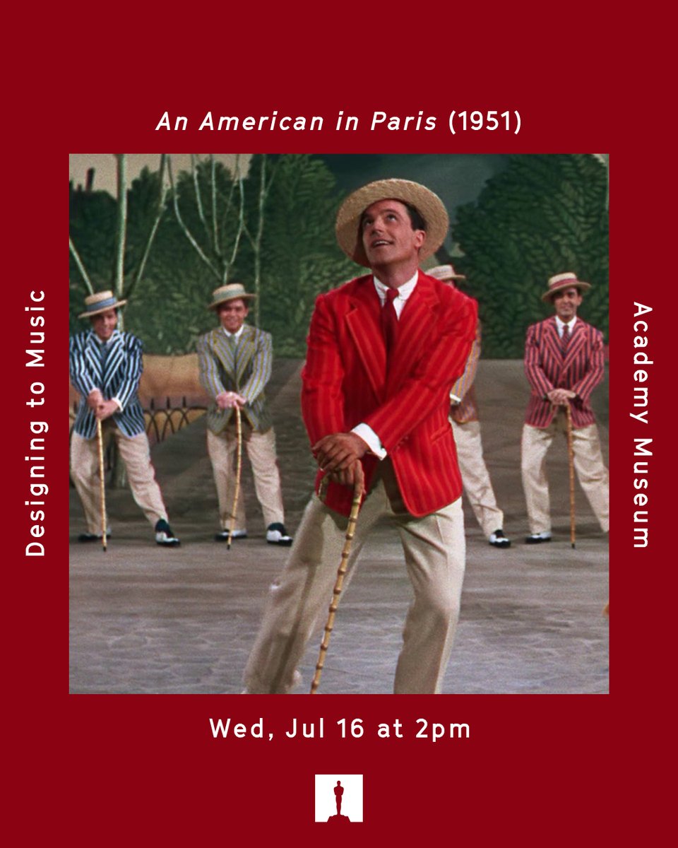 AcademyMuseum's tweet image. July 16 at 2:00PM | AN AMERICAN IN PARIS
Romance, rhythm, and one unforgettable ballet. Gene Kelly and Leslie Caron light up postwar Paris in Vincente Minnelli’s Technicolor dream, winner of six Oscars, including Best Picture.
🎟️ acadmu.se/AnAmericanInPa…