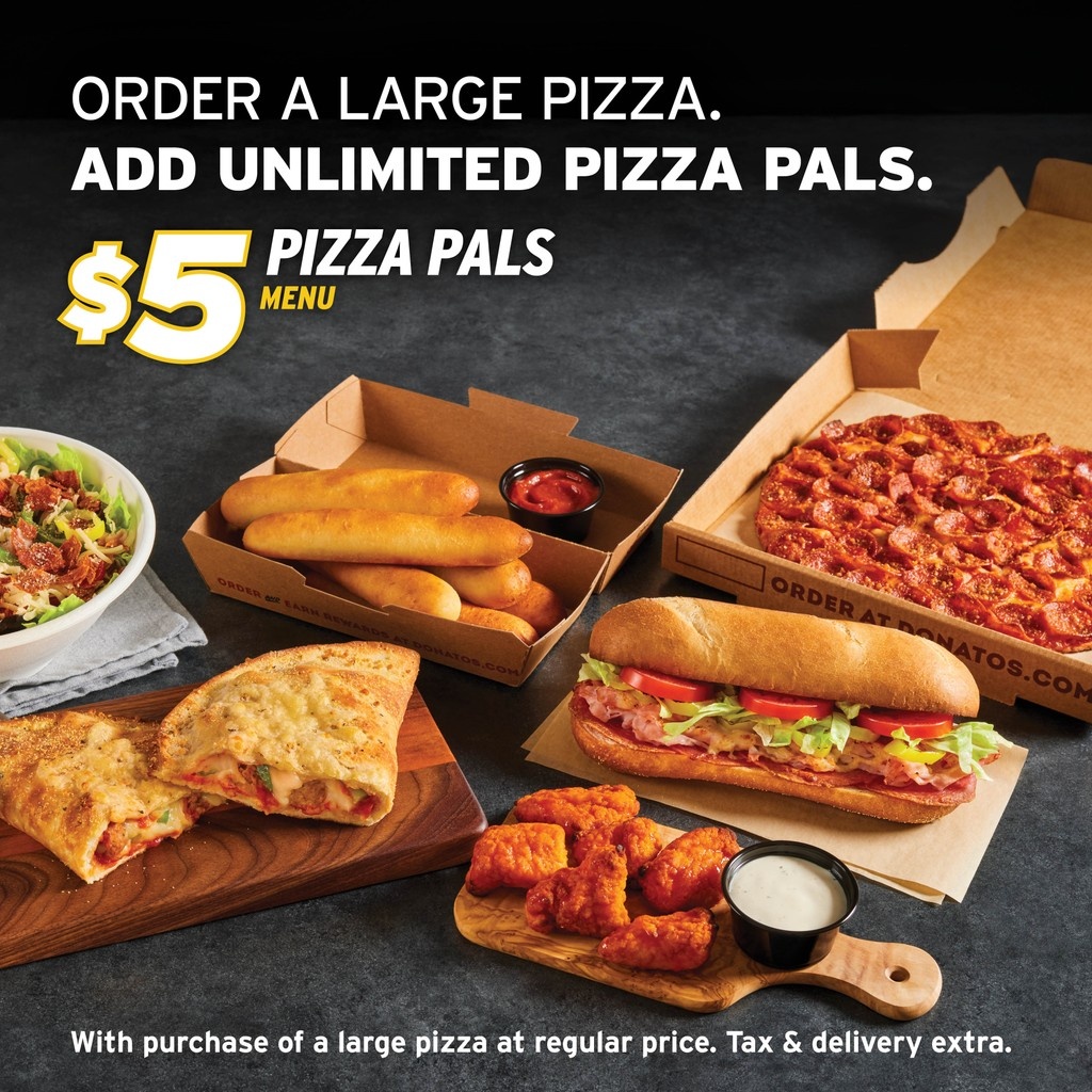 Have some cravings for savings? Grab your Pizza Pals for just $2.50 when you buy 2 or more Pals with your large pizza! Tuesdays only!