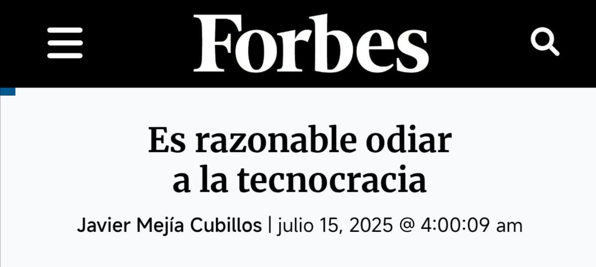 JavierMejiaC's tweet image. Sí, hay muchas buenas razones para criticar a los tecnócratas.
Pero hay que reconocer que tienen razón en lo fundamental: No hay mejor guía de política que la ortodoxia macroeconómica
Sobre eso hablo en la columna de esta semana:
forbes.co/2025/07/15/act…