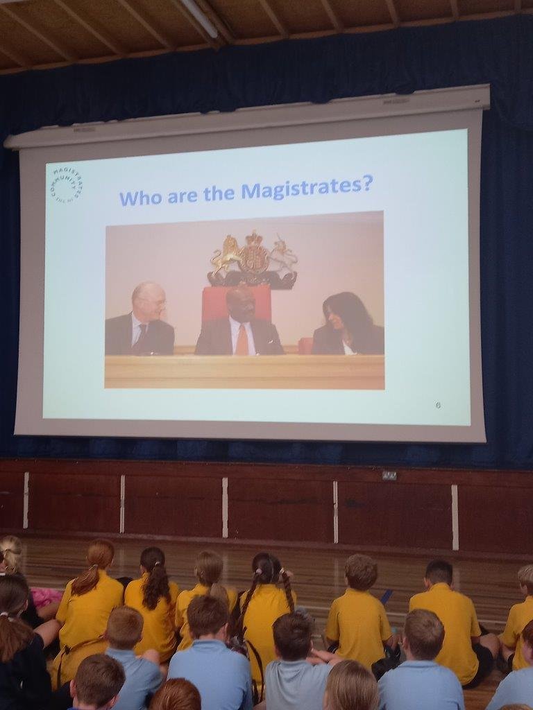 Year 6 met and listened attentively to a presentation about the role of magistrates. It was informative and made us all think and ask many questions.