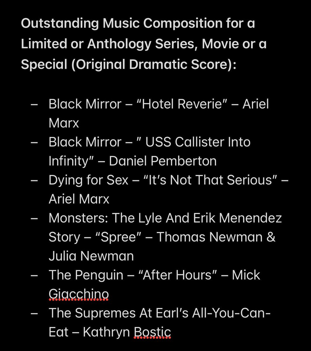 TheFilmScorer's tweet image. Congrats to all of the best score nominees at the Emmys!
Very cool having interviewed eleven nominees over the years, always a treat to see