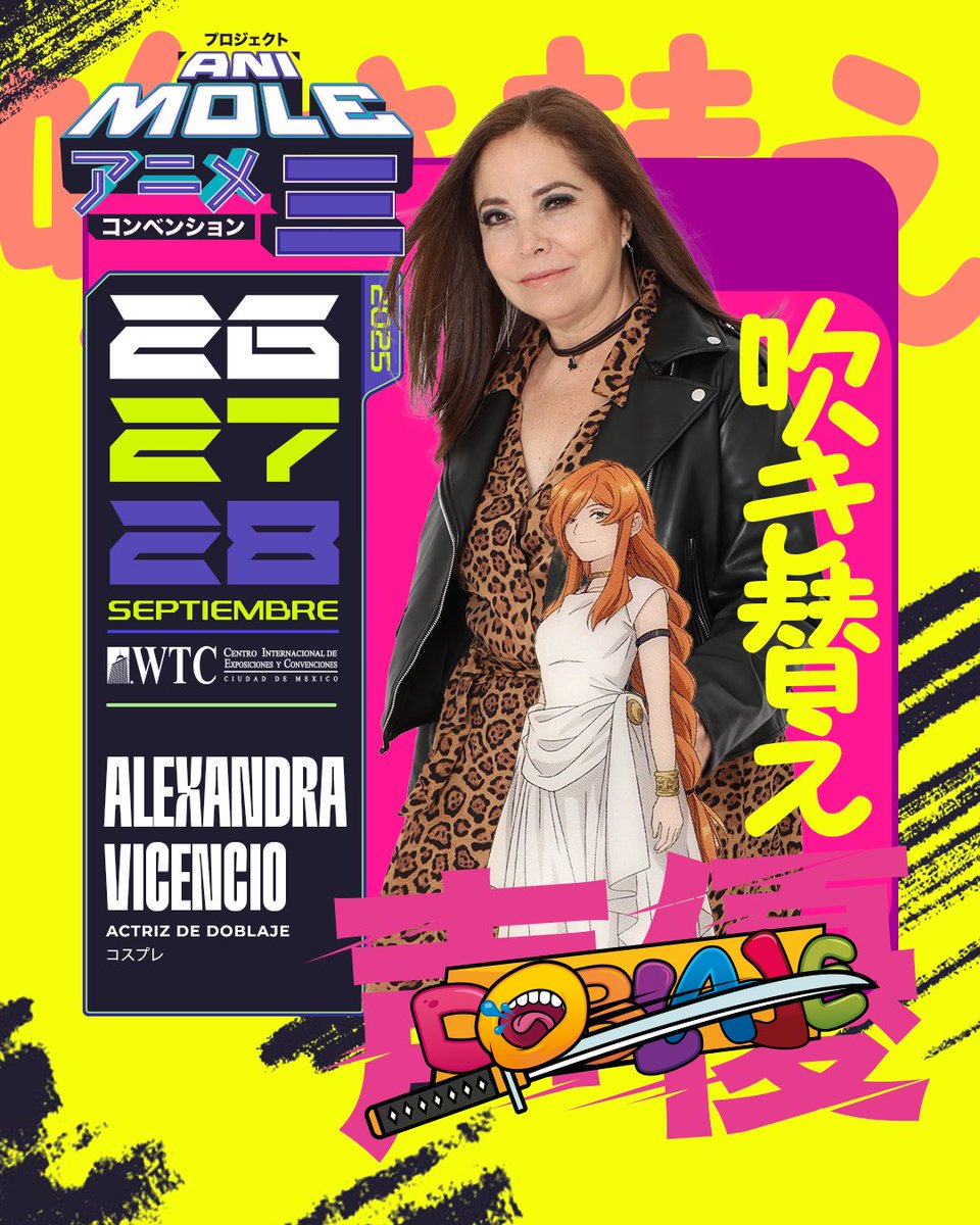 lamolemx's tweet image. 💖¡ESA VOZ! 💖
📺 Actriz con una carrera de más de 35 años, Alexandra Vicencio @LaVicencio ha dado voz a Flamme (Frieren), Sra. Valac (Welcome to Demon School), Tannia Crownward (Legends of Runeterra), Sellon (Bakugán), Maura Chester (Rokka), y LA VOZ DE CYBERNEEEET👾
#AniMole3