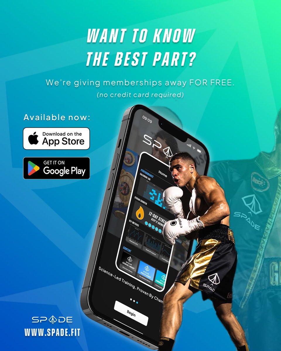 SpadeFit's tweet image. We’ll write your workout plan and update it every week based on how your body responds. 
 
OUT NOW!
 
 #SpadeFit #AppLaunch #HealthTech #FitnessApp #WorkoutProgram #PersonalTrainer #Adaptive