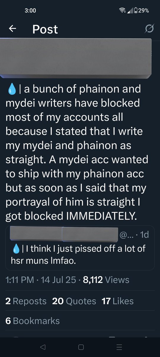 YUANYAWNINGS's tweet photo. ✬:|| https://t.co/8zjPMaNWVk

Blocking out the names to prevent harassment, but people literally are doing this though. They are literally claiming they're being outcast for denying queercoding and playing the victim for it https://t.co/oVqZfjjkOI