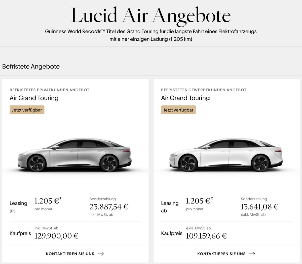 LucidOasis's tweet image. New @LucidMotors offers now available in Germany 🇩🇪

Lucid Air Grand Touring — holder of the Guinness World Records™ title for the longest drive by an electric vehicle on a single charge (1,205 km) — is now available with limited-time lease offers starting from €1,205/month.…