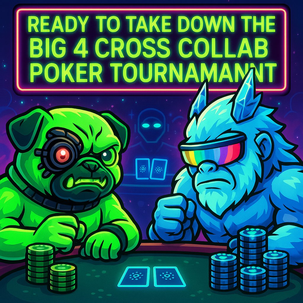 ONE (@onecardano) on Twitter photo Space Pugs & Smooth Yetis have joined forces, and they’re gunning for the crown 🏆
READY TO TAKE DOWN THE BIG 4 CROSS COLLAB POKER TOURNAMENT
3 teams stand in their way.
They only play for first.
<a href="/Meteo_Kingdom/">Meteorite Kingdom</a> <a href="/JayksStakeHouse/">Jayks Stake House</a> <a href="/DevilfishPoker_/">Devilfish</a> #CNFTs #Cardano #TexasHoldEm #Poker Space Pugs & Smooth Yetis have joined forces, and they’re gunning for the crown 🏆
READY TO TAKE DOWN THE BIG 4 CROSS COLLAB POKER TOURNAMENT
3 teams stand in their way.
They only play for first.
<a href="/Meteo_Kingdom/">Meteorite Kingdom</a> <a href="/JayksStakeHouse/">Jayks Stake House</a> <a href="/DevilfishPoker_/">Devilfish</a> #CNFTs #Cardano #TexasHoldEm #Poker